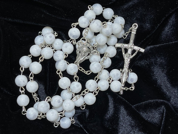 White Immaculate Conception Rosary(8mm beads, 50g)