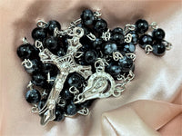 Black Marble Glass Rosary
