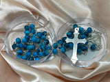 Blue Ocean Marble Glass Rosary