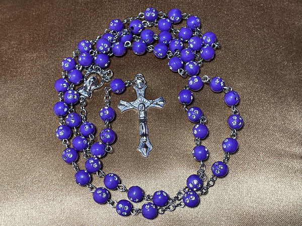 Violet Rhinestone Rosary (Simple)