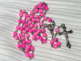 Crimson Pink Marble Glass Rosary