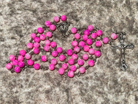 Crimson Pink Marble Glass Rosary