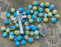Mary, Star of the Sea Rosary(10mm beads, 90g) Blue Green Rosary