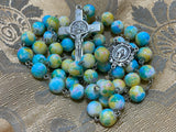 Mary, Star of the Sea Rosary(10mm beads, 90g) Blue Green Rosary