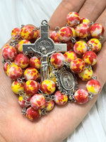 Precious Blood Rosary(10mm beads, 90g) Red and Yellow Rosary