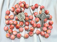 Pink Mystical Rose Rosary(10mm beads, 90g) Rose Gold Rosary